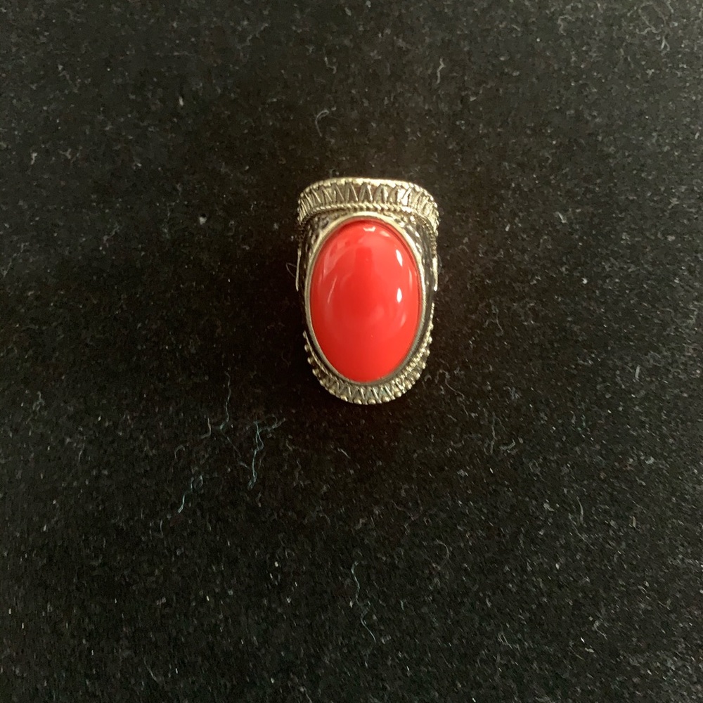 Gold tone and orange ring size 7 - Picture 2 of 5